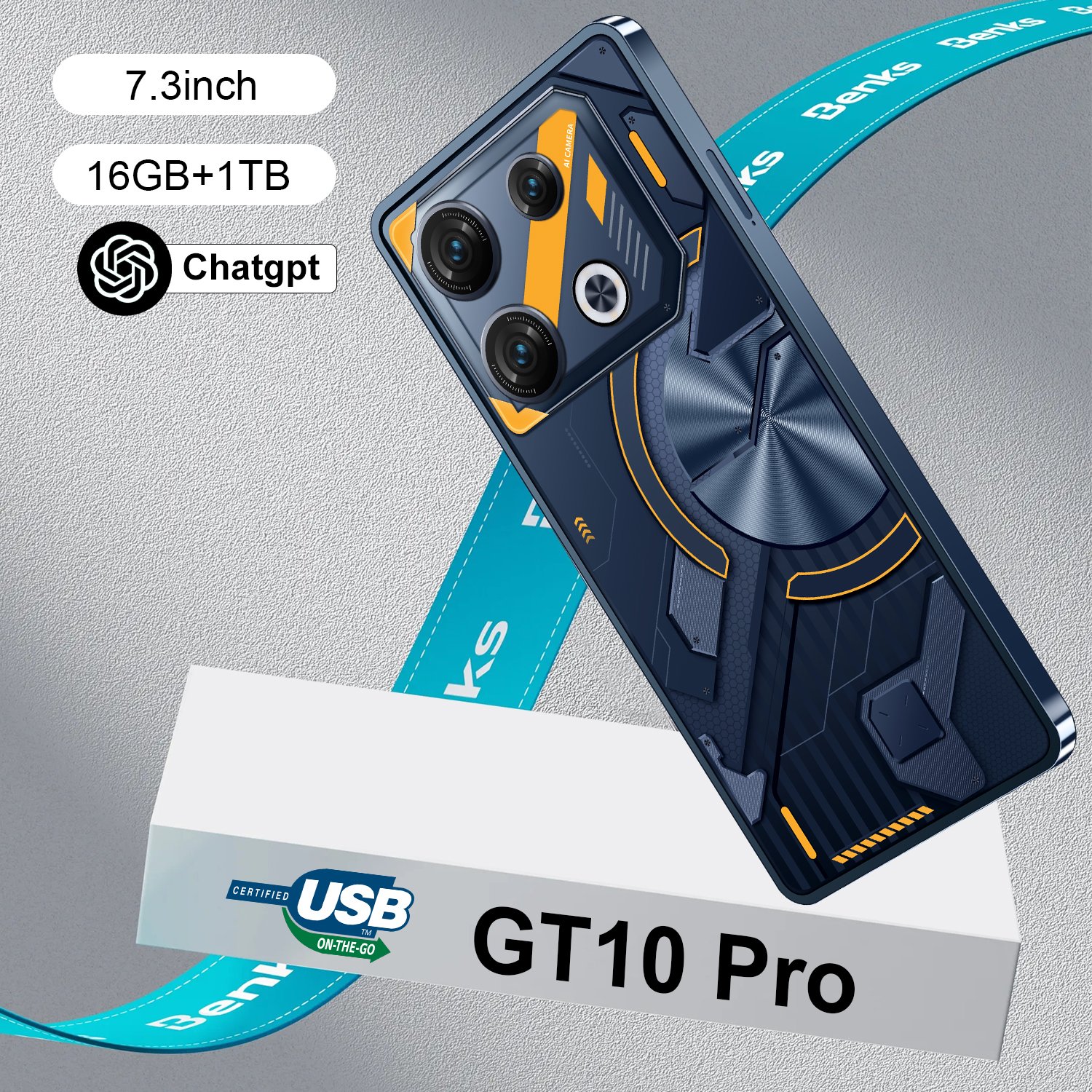 New GT10 PRO Global Unlocking 3G 4G Smartphone 16GB+1TB 7.3-inch Full Screen Android 13 mobile Phone